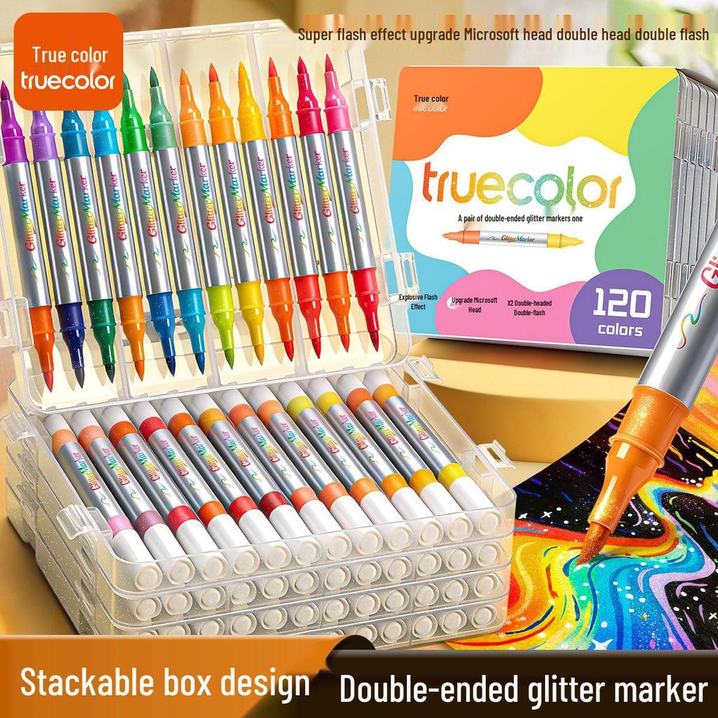 True Color Double-Ended Acrylic Markers: Professional Grade, Student-friendly, Opaque, Two-Color Watercolor Pen Set