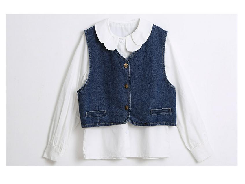 Jesienny szyk Zestaw dwuczęściowy kurtka dżinsowa w stylu koreańskim i spódnica midi