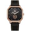 Men Quartz Square Dial Watches PU Leather Strap Sports Watch