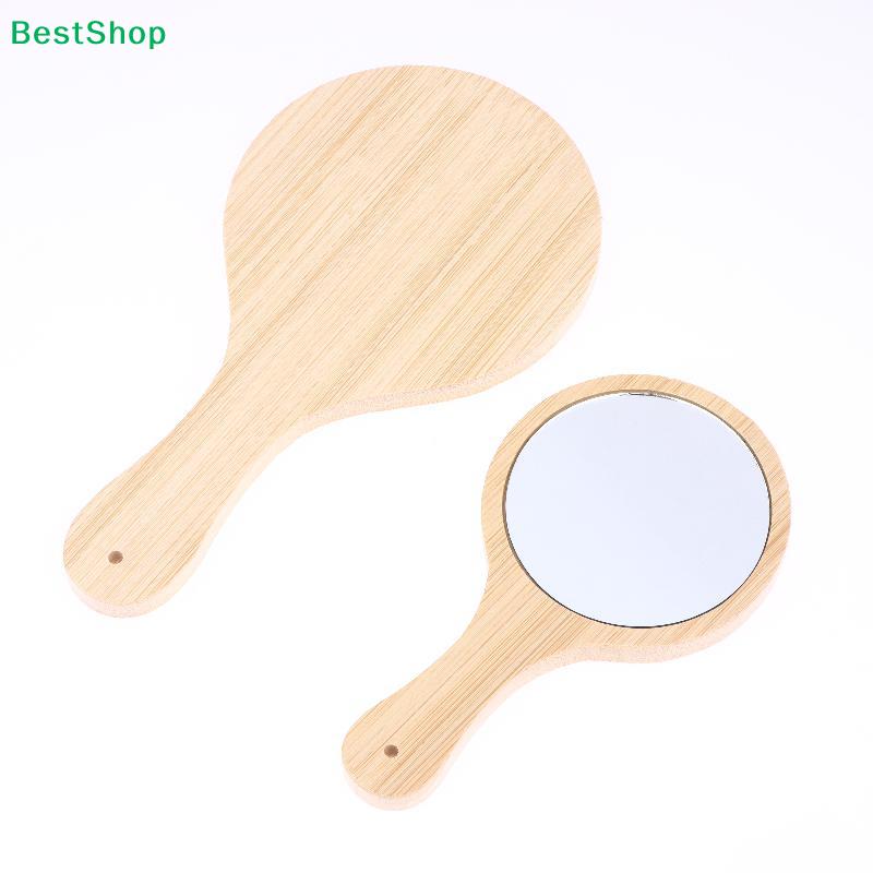 Natürlicher Bambus Handspiegel – 2 Größen Runder Holzspiegel für Zuhause & Salon
