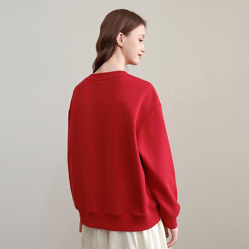 LEDIN 2025 Spring New Year Red Crew Neck Sweatshirt