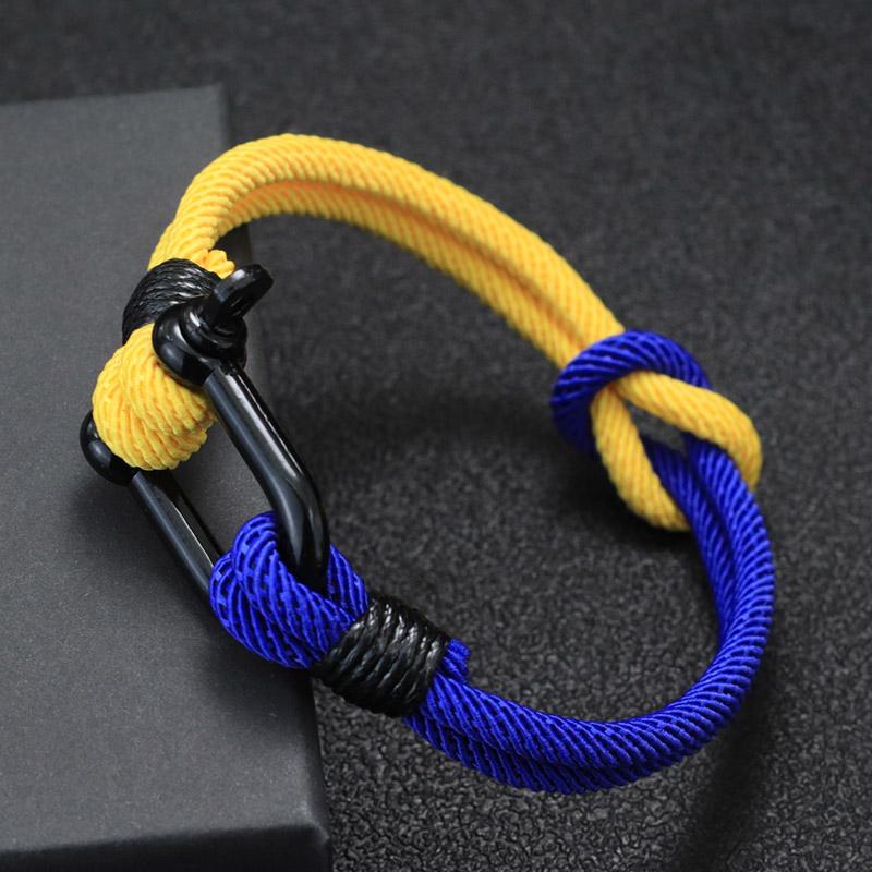 

Noter Yellow Blue Ukrainian Symbol Bracelet Men Bicolor Concentric Knot Cord Chain Braclet Gift For Him Ukraine Accessories