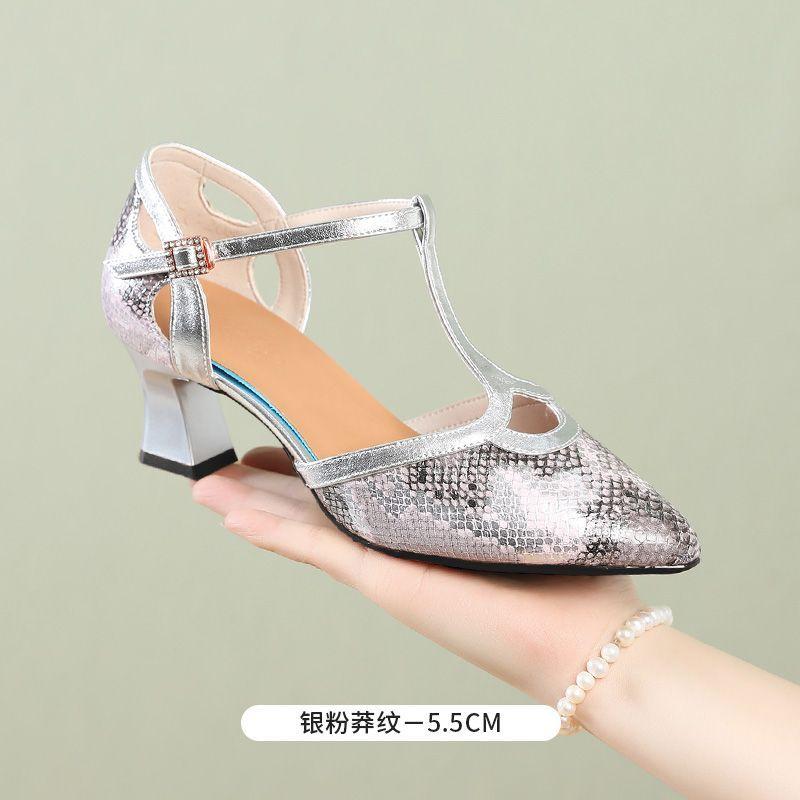 2025 New Women's Latin Dance Shoes Closed Head Women's Tango Dance Shoes Women's Salsa Party Dance Shoes High Heels 4.5/5.5CM