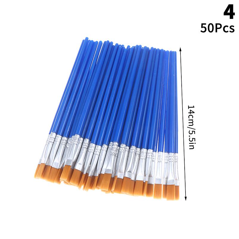 50Pcs Painting Brushes Set Art Round Flat Hair Nylon Hair Paint Brush For Oil Acrylic Watercolor Kids/Artists/Beginners/Student