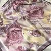 Light  Purple Women'S 100% Mulberry Silk Scarf Neckerchief Spring Fall New Luxury Floral Design Satin Squaresilk Scarves 65*65Cm