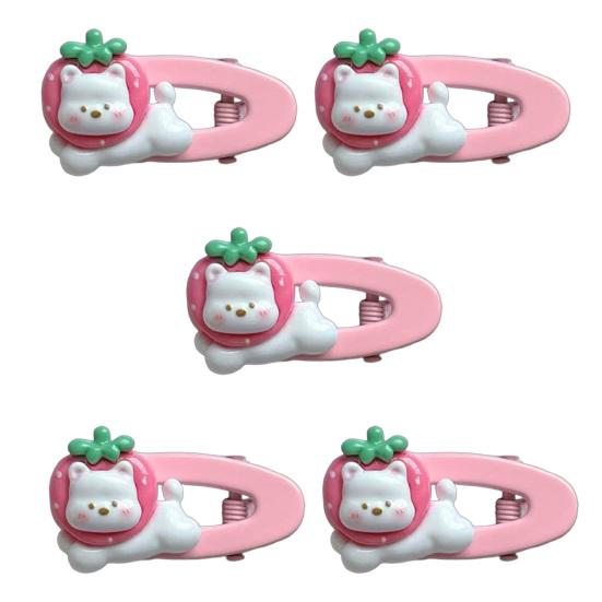 

5Pcs Girl Hairpins White Bear Hollow Design Oval Hair Clips Cartoon Style Stable Hair Fixing Pins Multiple Styles Hair Accessories білий