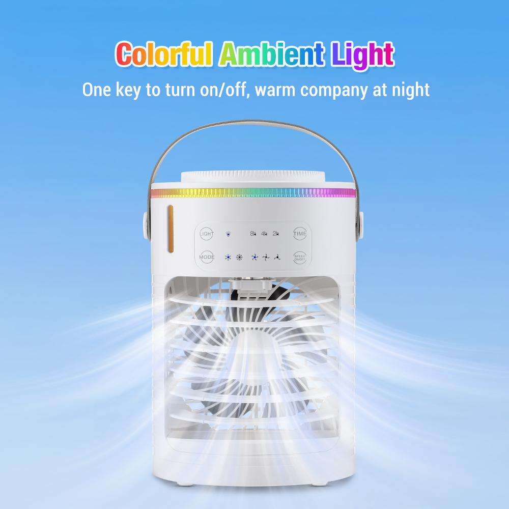 Portable 3 Speeds Air Conditioner USB Mini 7 Colors Lights Air Cooler Fan Water Cooling Fan Air Cooler For Home Office Use