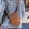Vintage Minimalist Genuine Leather Crossbody Phone Bag - Top Grain Cowhide Shoulder Bag