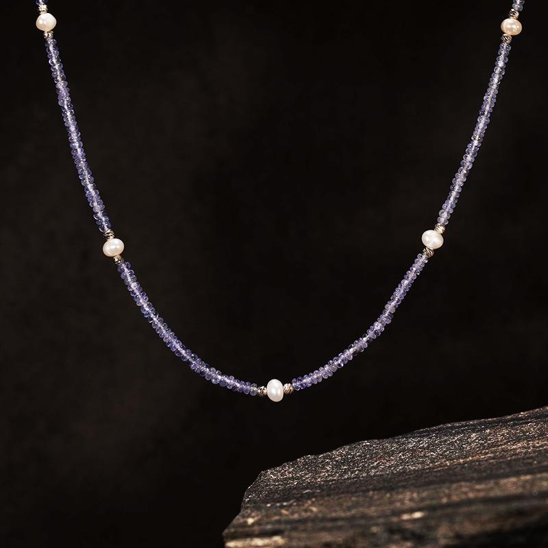 Natural Gemstone Tanzanite Beaded Necklace Women'S S925 Sterling Silver Colored Jewelry Xiaohongshu Wechat Channels