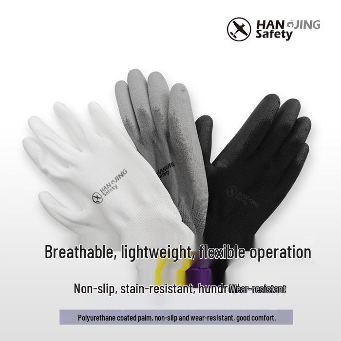 Black PU Gloves for Auto Repair, Gardening, Painting, and Electronics
