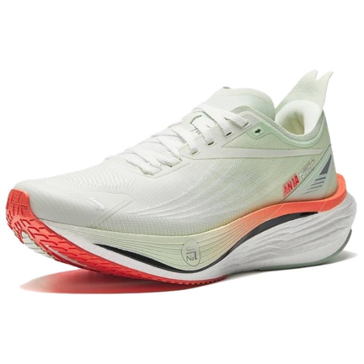 Anta Rocket 7 Pro Sports Confortável Amortecimento de Choque Rebote Top Baixo Treino Corrida Sapatos de Corrida Tênis Feminino Branco Verde 122545580-1