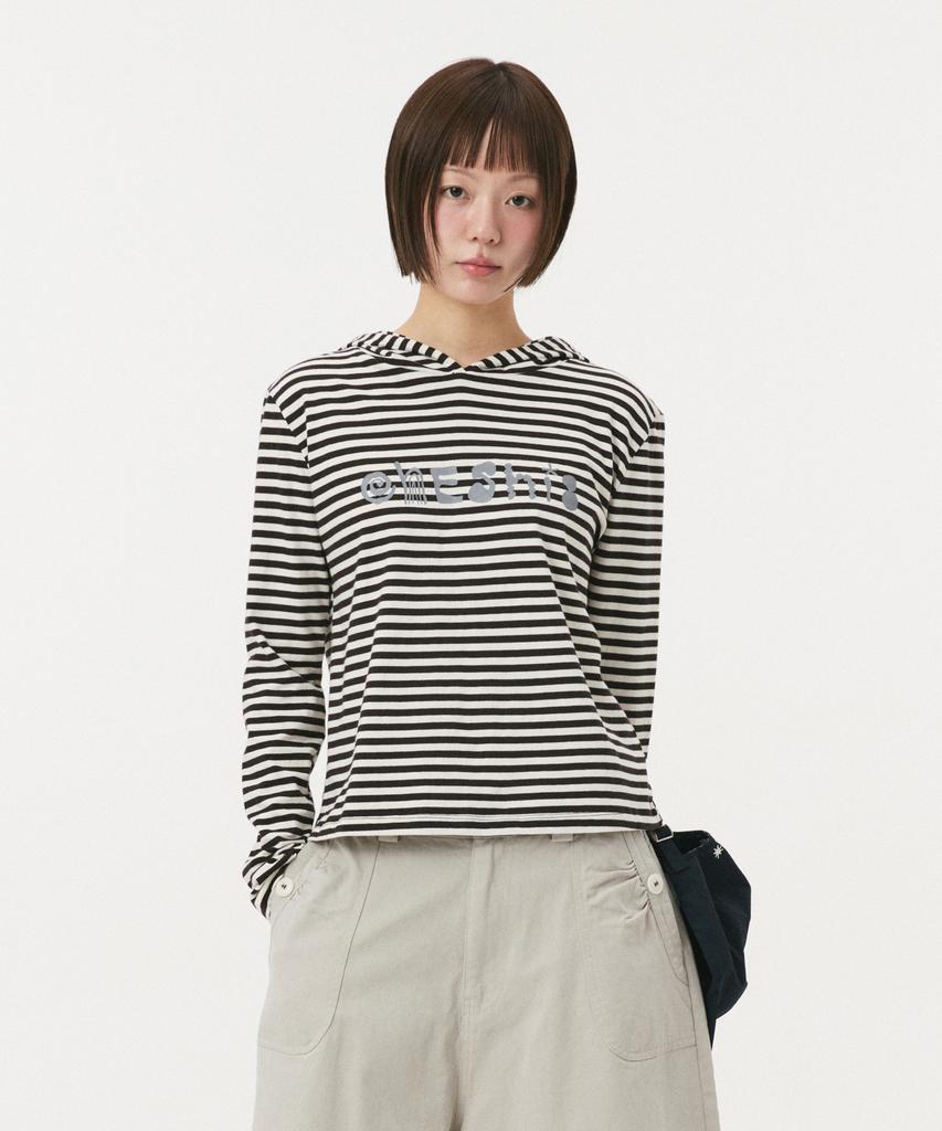 Ohesio Striped Hooded Long Sleeve, Brown