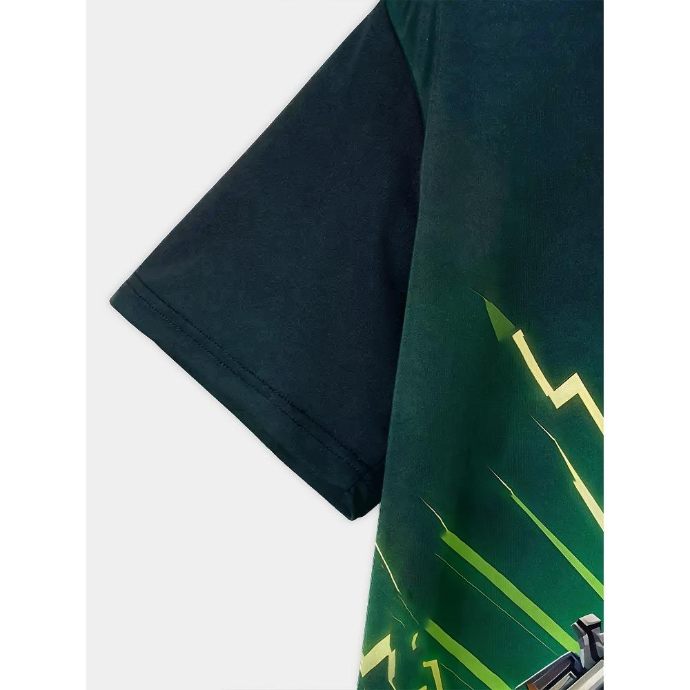 Boys' 3D Printed Creative T-shirt with Pixel Warrior Pattern, Children's Summer Casual Wear, Comfortable Children's Top