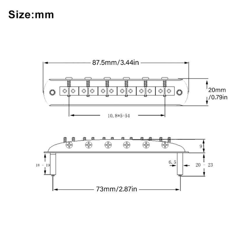 6 String Guitar Bridge String Spacing 10.8mm Threaded Saddles Guitar Bridge Tailpiece Electric Guitar Bridge Enduring