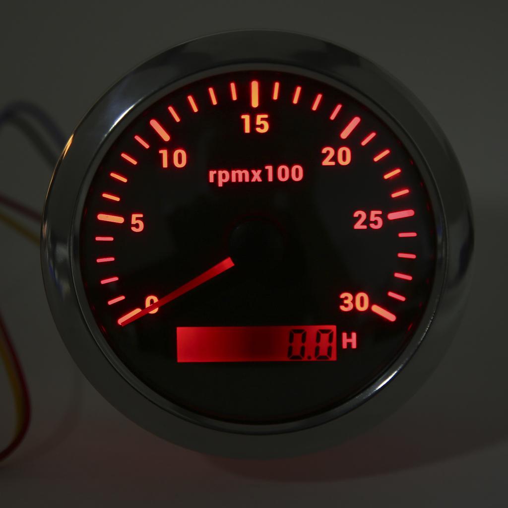 85mm Pointer Tachometer 03000rpm   7 Color Backlight for Car Boat Engine Generator 932V