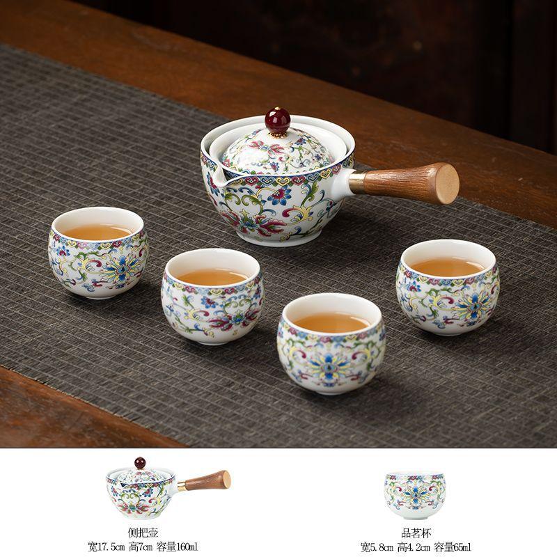 Chinese Kung Fu Ceramic Tea Set Portable 360 Rotation Teapot Travel Tea Set Creative Household Teacup Teaware Sets Gift Box