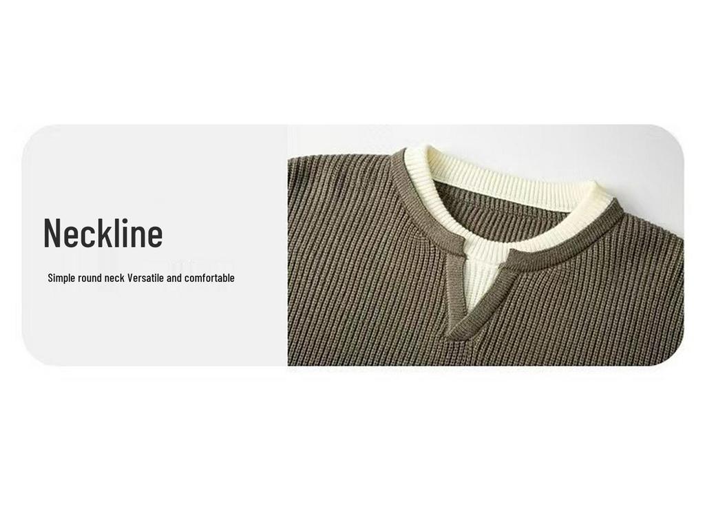Men's 2025 Autumn/Winter Trendy Casual Knitwear – Versatile Fake Two-Piece Long Sleeve