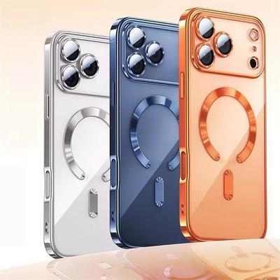 Camera Protection Clear Luxury Plating Cover Soft TPU Drop Protective With Magnetic Phone Case For iPhone17Pro Max/17Pro/Air/17