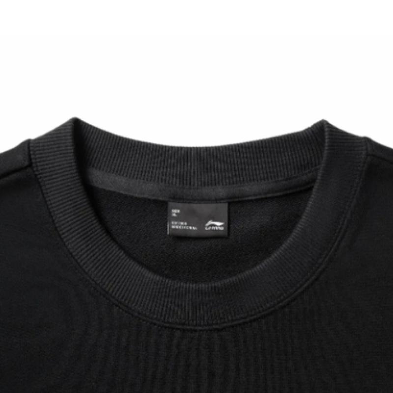 Li-Ning Plain Logo Embroidered Simple Breathable Versatile Crew Neck Pullover Long Sleeve Sweatshirt Casual Sports Suit AWDVK45-1+AKLU881-2