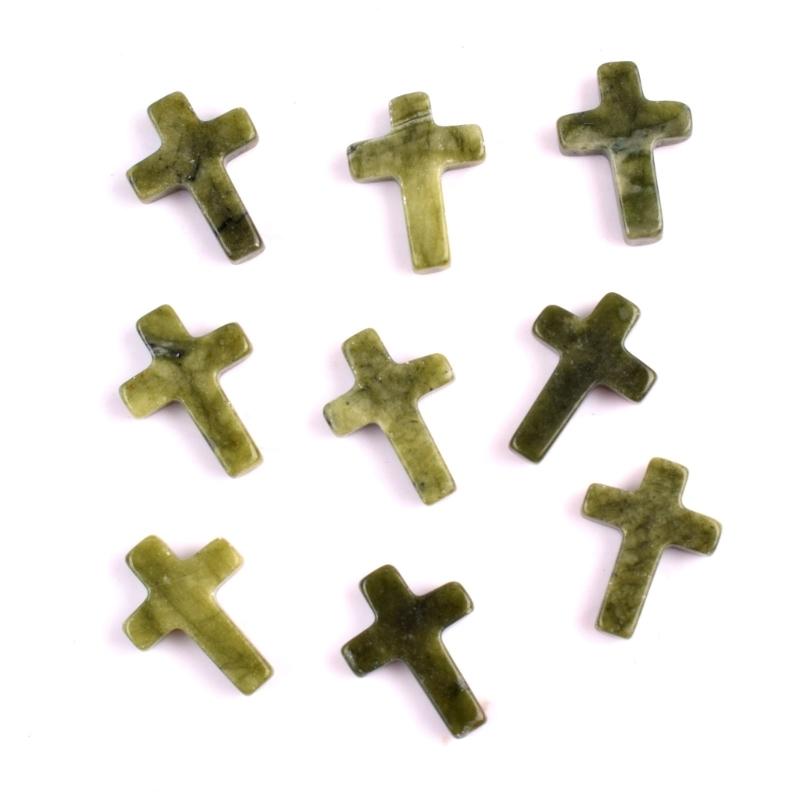 Pack of 19 Crystal Crosses Charm Holeless Design Natural Energy Enhancers for Meditations Home Office Desk Decors Craft