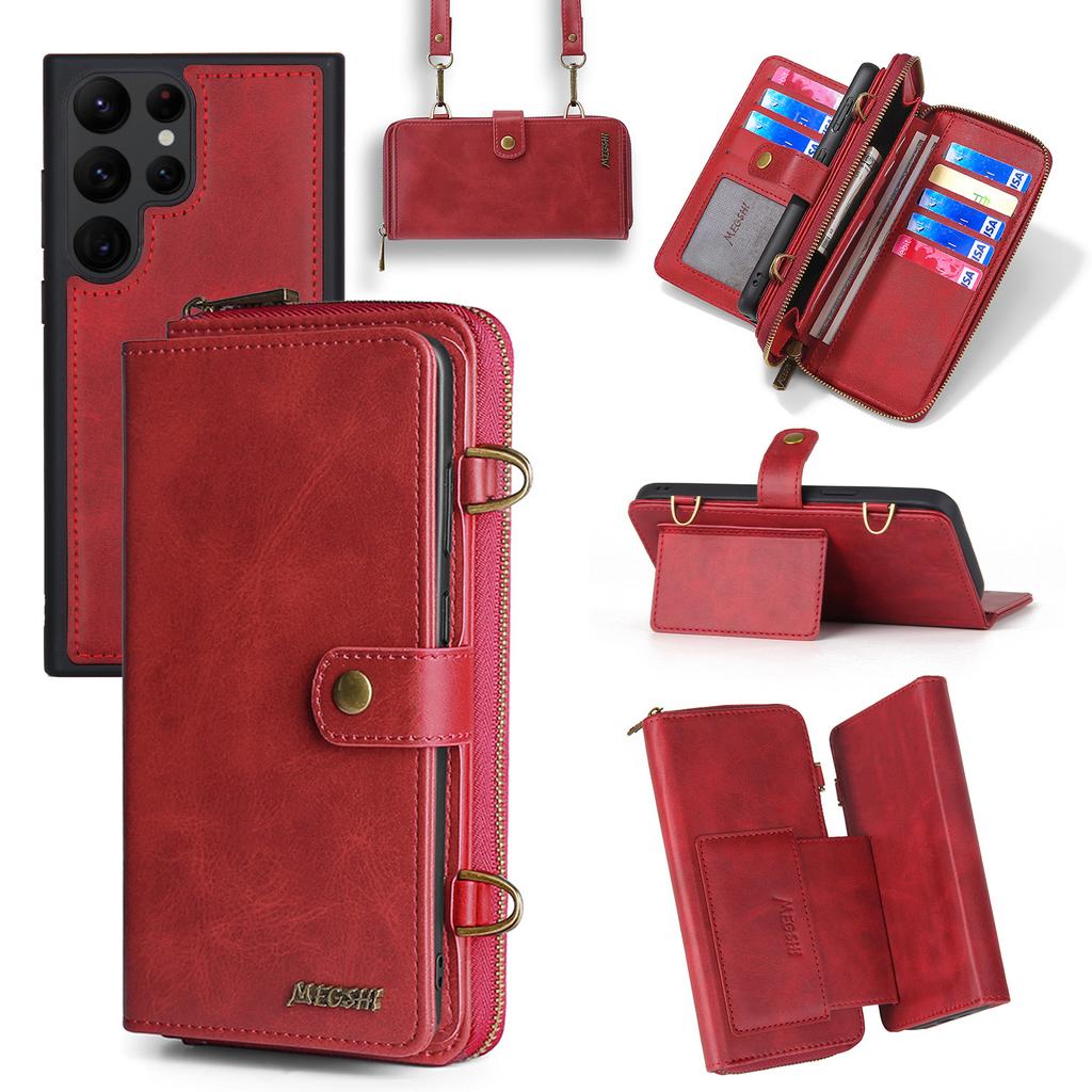 Seria MEGSHI 020 do Samsunga Galaxy S24 Ultra Etui Odpinany Portfel 2 w 1 Magnetyczny Pokrowiec na Telefon
