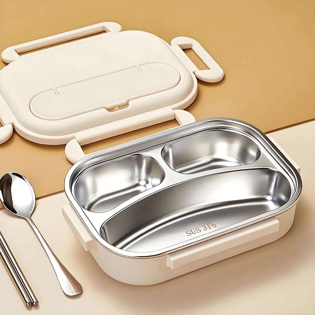 IOLOYU Dishwasher Safe Bento Insulated Lunch 1000ml Large Suitable for Men and Boys and Stainless Single Easy To Includes Stainless Steel Spoon and