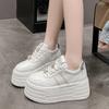 Fashion 8 Cm Leather Flats Casual Dad Shoes Chunky Sneakers Women Platform Sports Shoes Ladies Skateboard Hidden Heels Shoes Tennis