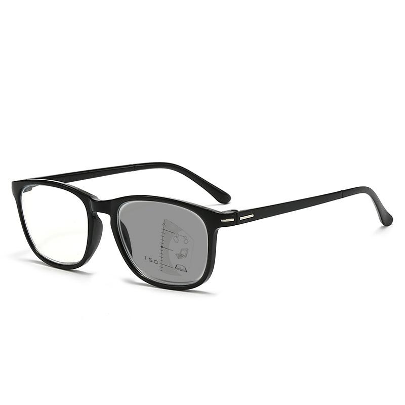 Fashionable Square Photochromic Presbyopia Glasses with Progressive Multifunctional Far and Near Dual-use Diopter To +4.0