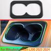 For Mitsubishi Triton L200 2024 Carbon Fiber Style Rear Seat Drink Cup Holder Chrome Trim Cover Bezel Surround Frame