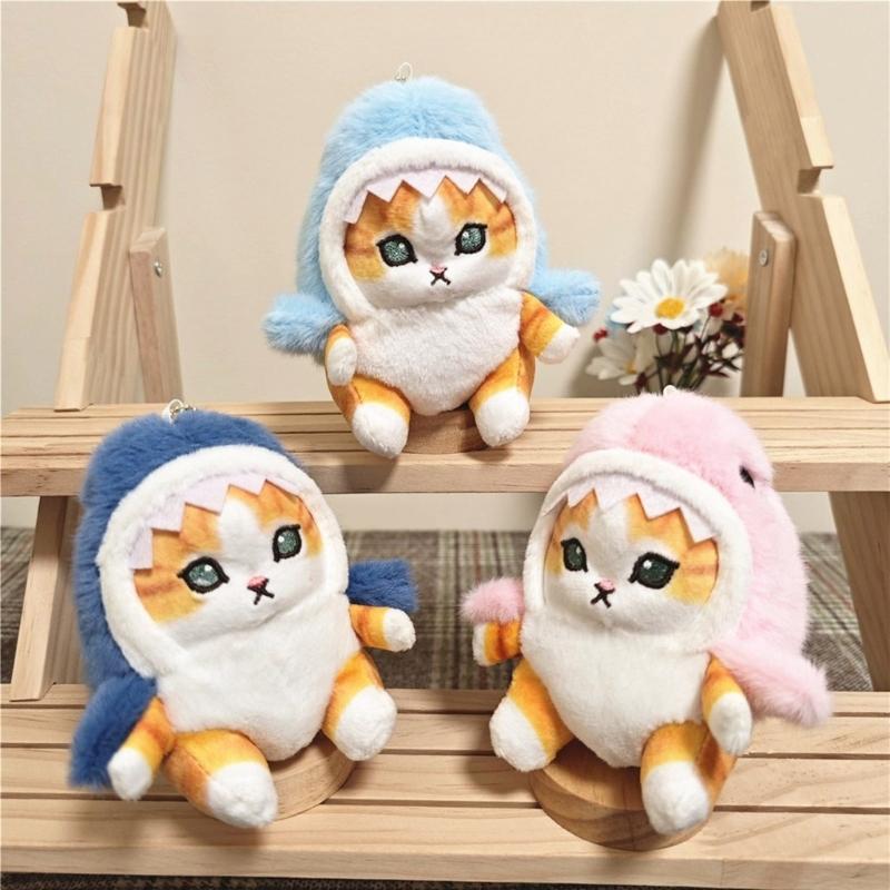 Cartoon Plush Cat Charm Keychains Sweet Cute Pendant Car Keyring Backpack Decoration Fashion Jewelry for Women Girls