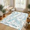 Floral Garden Theme Crystal Velvet Rug Personalized Custom Name Text Soft Floor Mat Home Decor