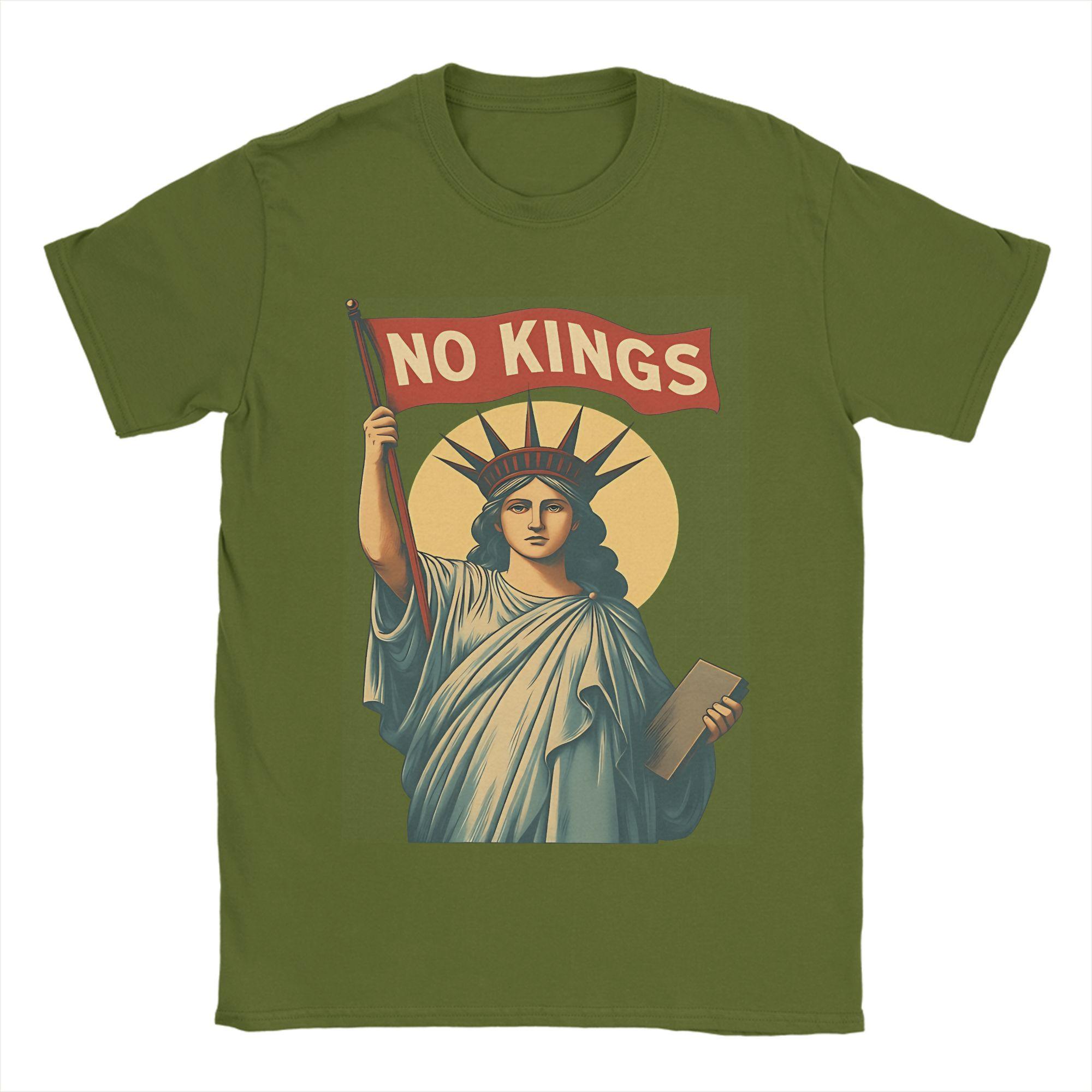 

No Kings Protest Art T Shirts for Men Pure Cotton Casual T-Shirt Crewneck Tee Shirt Short Sleeve Clothing Gift 3XL