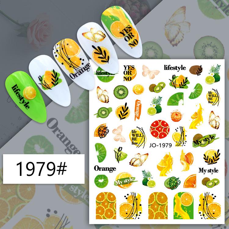 Fruit Series Nail Art Stickers: Lemon, Pineapple, Watermelon, Banana, Strawberry