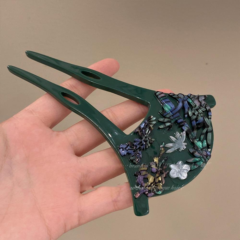 

Ancient Style U Shape Hairpin U-shaped Hanfu Headwear Antique Fan Hair Stick Cheongsam Accessories зелёный