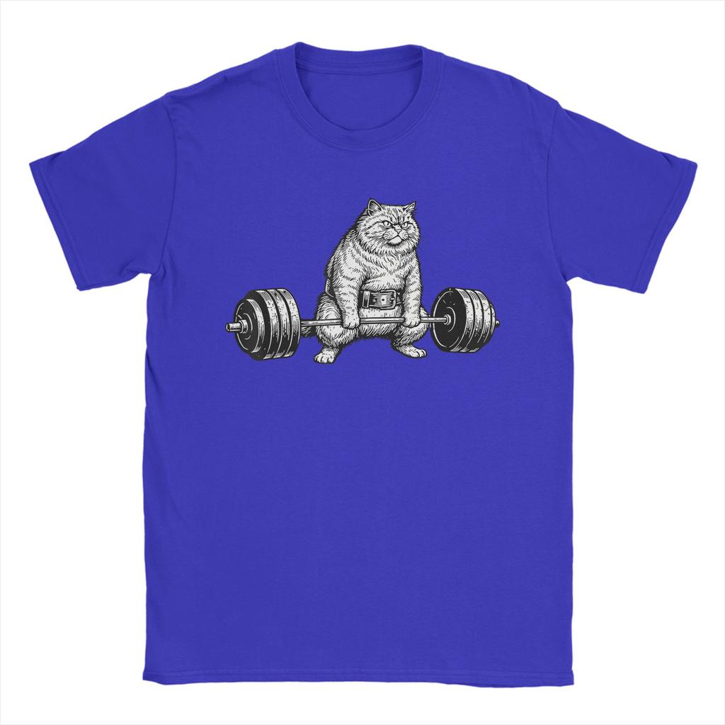 Retro Cat Deadlift Powerlifting TShirt Summer  Cotton TShirts For Men Hip Hop Casual Tee Shirt Short Sleeve Aesthetic Tees