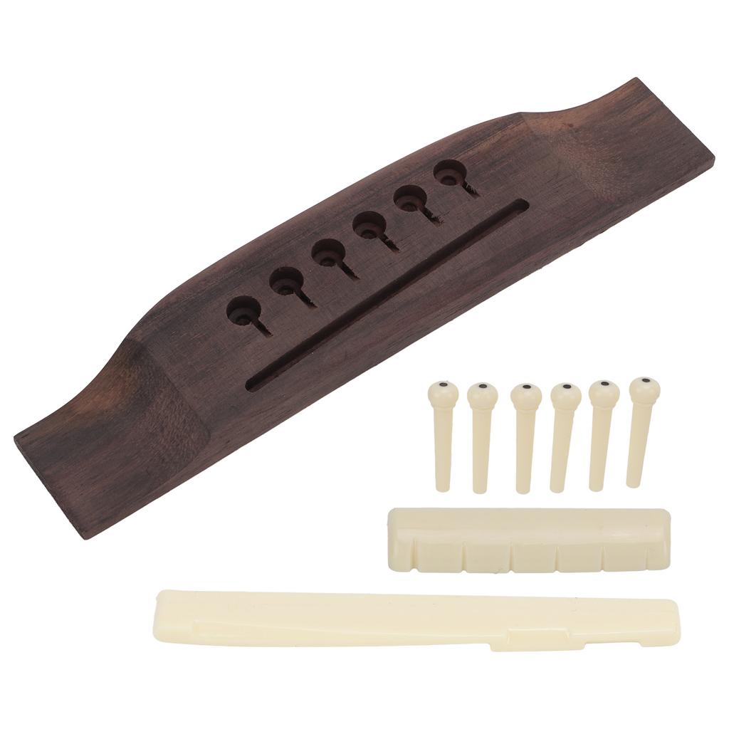 Guitar Preslotted Bridge Set Rosewood Plastic Saddle Nut Pin Sets for Acoustic Guitars