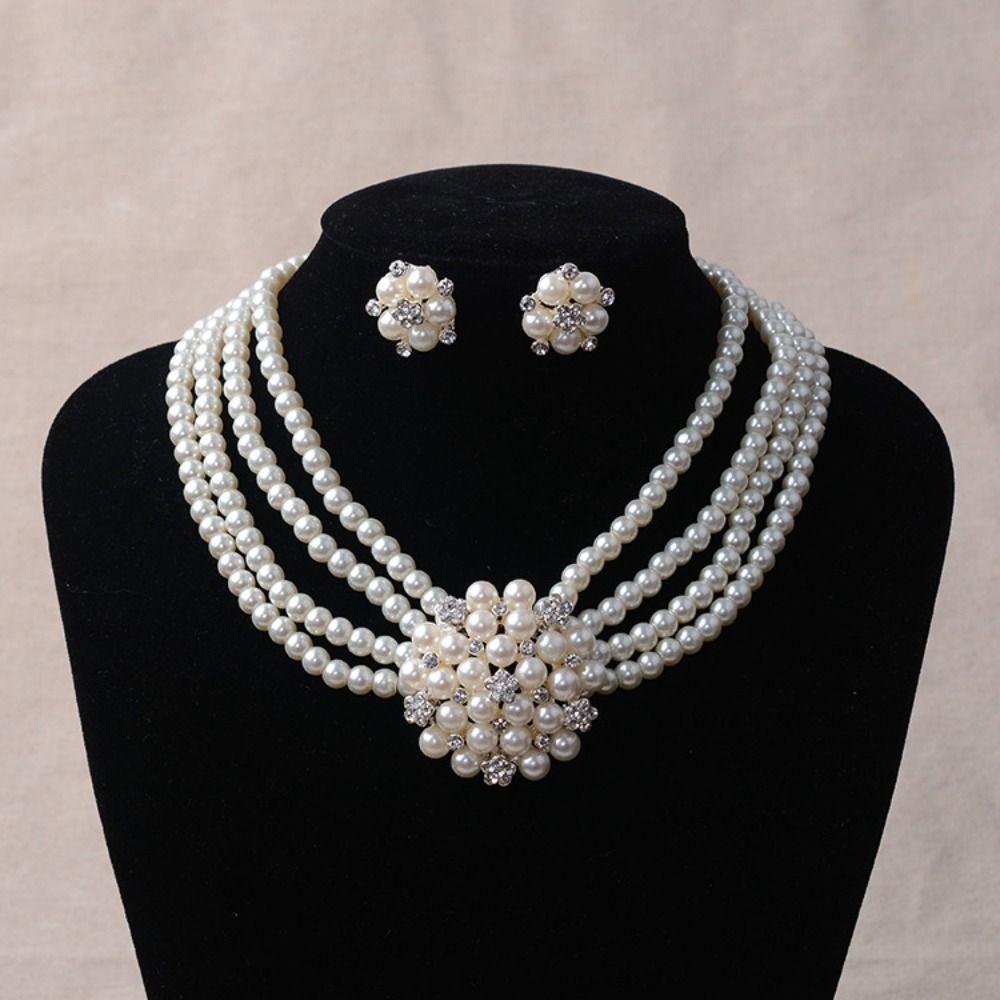 

Korean Style Necklace Earrings Set Luxury Bridal Wedding Jewelry Set Women s Jewelry Set Party Ear Stud Style