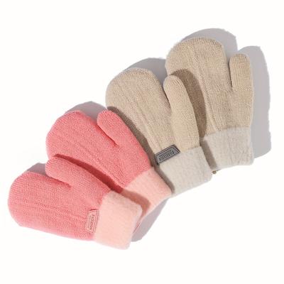 [1pc Cute Winter Gloves] Warm Thick Knitted Gloves | Cute Mittens For Boys Girls Winter | Newborn Kids 1-3Y Children Gloves Gift