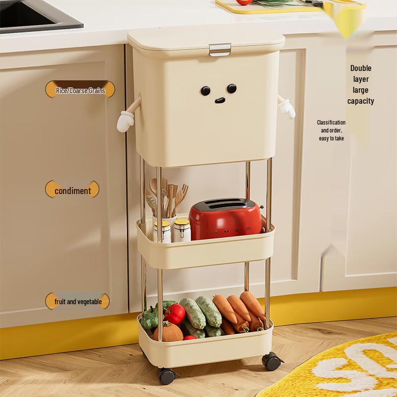 Sealed Pet Food & Rice Storage Bin with 3-Layer Rack