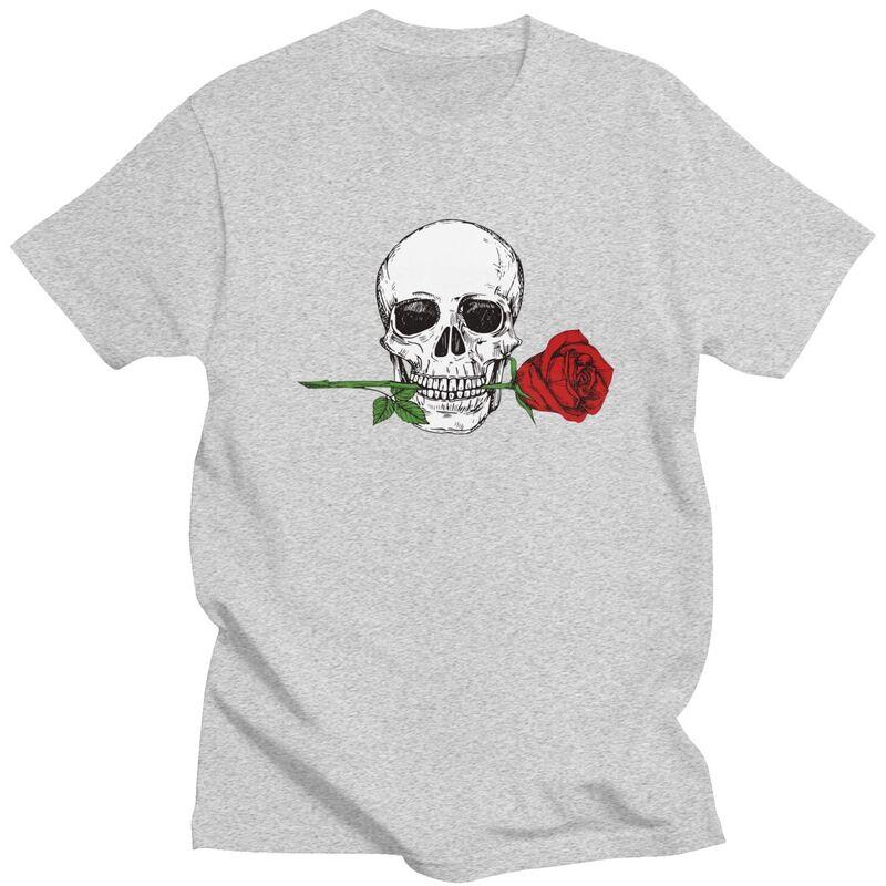 Custom Rose Skull T Shirt Men ShortSleeve Tshirt Casual Tee 100 Cotton Slim Fit Tshirt Merch