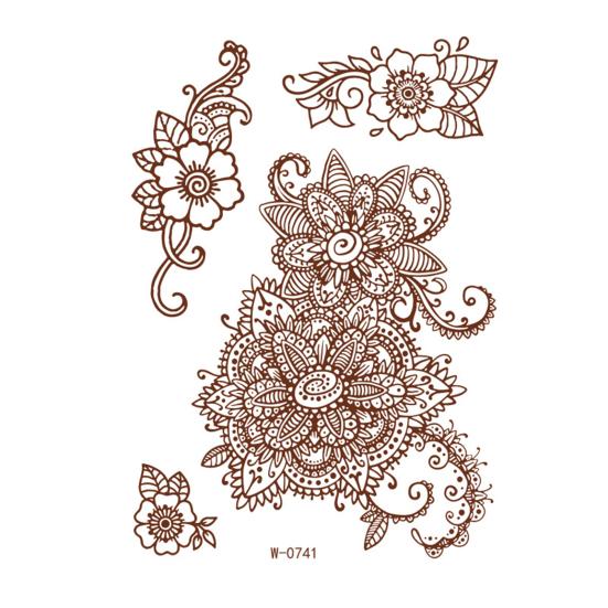 Henna Tattoo Stickers, Red Brown Waterproof Lace Temporary Tattoos, Indian Mehndi Body Art for Women Girls, Festival Makeup