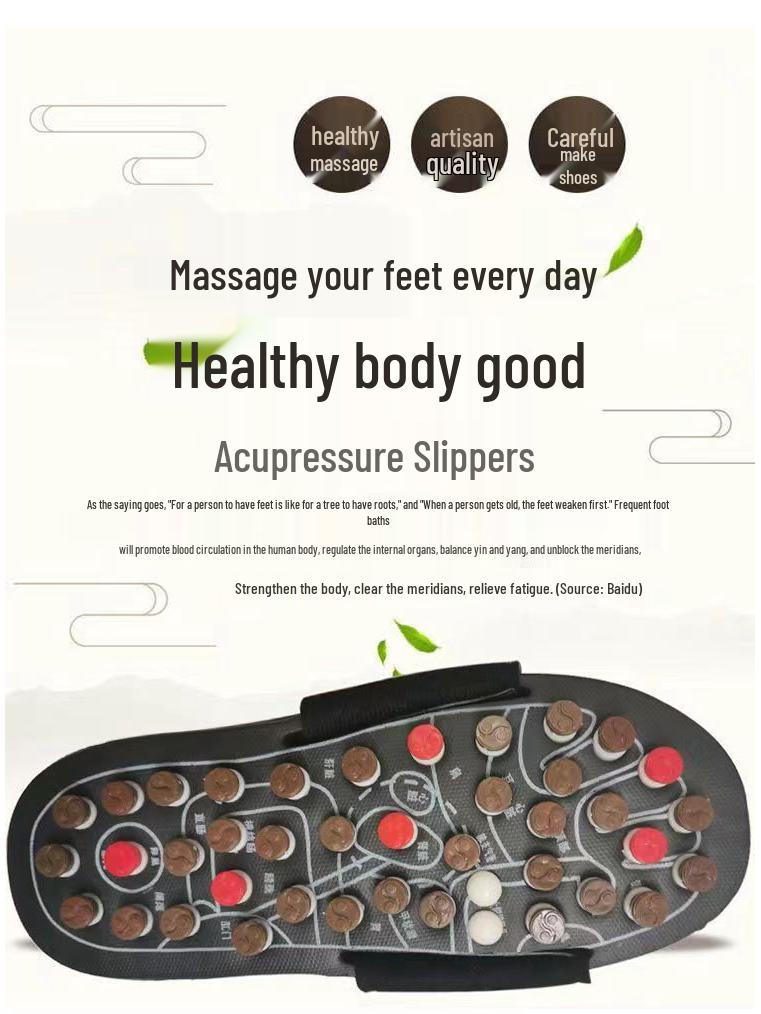 Acupressure Pebble Foot Massage Slippers for Men & Women, Non-Slip Indoor Shoes, Summer Use