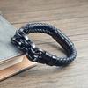 Men's Leather Cuban Chain Style Bangle Stainless Steel Braided Magnetic Buckle Punk Bracelet Homme Hand Accessories Jewelry Gift