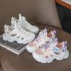 Kids Sports Sandals Hollowed-out Mesh Breathable Students Running Shoes for Summer 2025 New Boys Girls Sneakers Rotating Button