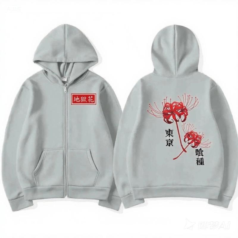 

Аниме Токийский Гуль Адский Цветок Толстовки на молнии Мужская Мода Повседневные Толстовки с длинным рукавом Женские Осенне-зимние Толстовки на молнии 4XL серый