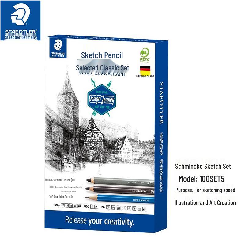 STAEDTLER Art Exam Sketching Set: 100-Piece Pencils, Erasers & Sharpener HB
