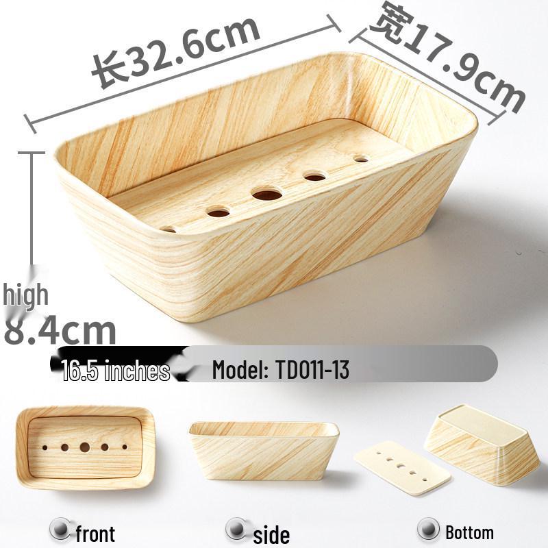 Xiangyuanmei Melamine Barbecue Hot Pot Side Plate - Imitation Porcelain Grill Pan with Wood Grain Design