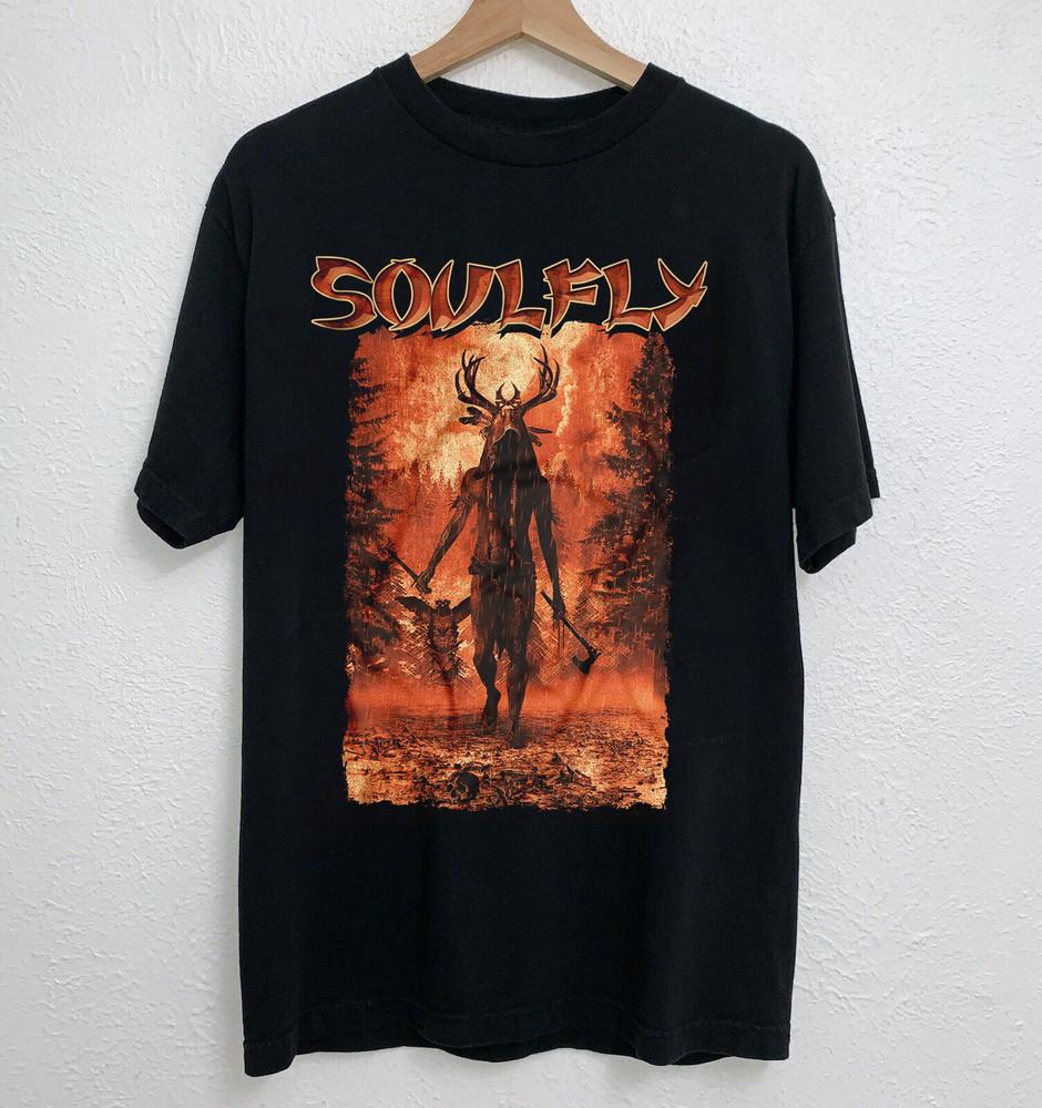 

Soulfly Wendigo 2023 Tour Short Sleeve Black All Size Shirt Unisex T-Shirt S