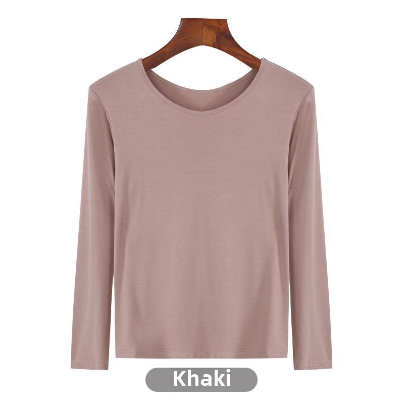 Korean Half-High Collar Slim Fit Modal T-Shirt - Long-Sleeve Solid Color Top