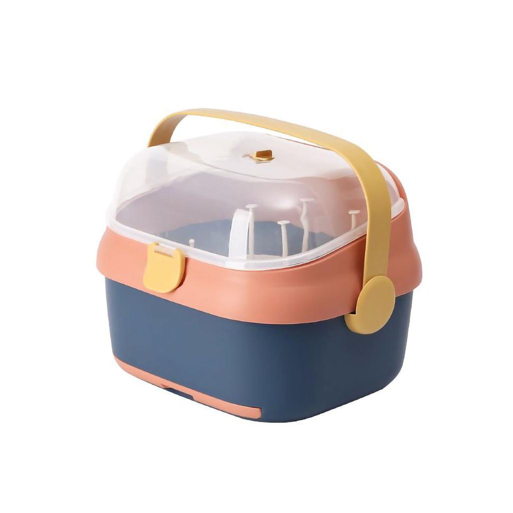 Baby Bottle Drying Rack Nursing Bottle Storage Box Container with Swivel Vent Dust Cover Drain Tray